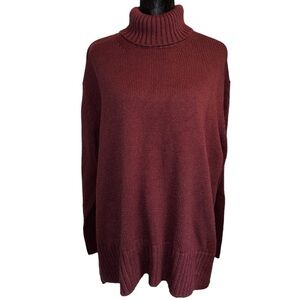 JF Knit Turtleneck Sweater in Wine Colour
